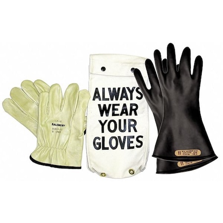 Electrical Glove Kit, 1000V AC/1500V DC, 11 in Length, Type 1, Class 0, Black, Size 8, PR MPN:GK011B/8