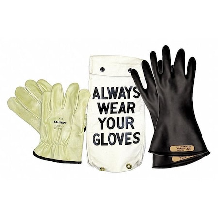 Electrical Glove Kit, 1000V AC/1500V DC, 11 in Length, Type 1, Class 0, Black, Size 9, PR MPN:GK011B/9