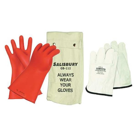 Electrical Rubber Glove Kit, Leather Protectors, Glove Bag, Red, 11 in, Class 0, Size 8 1/2, 1 Pair MPN:GK011R/8H