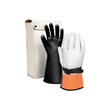 Electrical-Insulating Glove Kit, 17, 000V AC, 25, 500V DC, Rubber, 14 in Length, Black, Size 11 MPN:GK214B/11