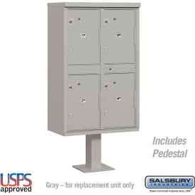 Salsbury 3300 Outdr Parcel Locker 4 Compartments Gray 3304GRY-U