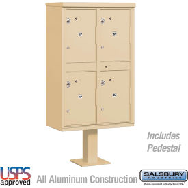 Salsbury 3300 Outdr Parcel Locker 4 Compartments Sandstone 3304SAN-U