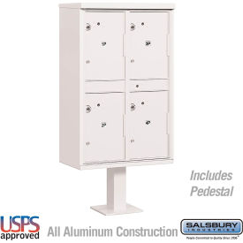 Salsbury 3300 Outdr Parcel Locker 4 Compartments White 3304WHT-U