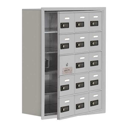 Cell Phone Locker, 22 3/4 in W, 8 3/4 in D, 29 3/4 in H, (3) Wide, (5) Tier, Silver MPN:19158-15ARC