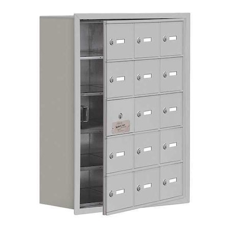 Cell Phone Locker, 22 3/4 in W, 8 3/4 in D, 29 3/4 in H, (3) Wide, (5) Tier, Silver MPN:19158-15ARK