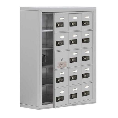 Cell Phone Locker, 24 in W, 9 1/4 in D, 31 in H, (3) Wide, (5) Tier, Silver MPN:19158-15ASC