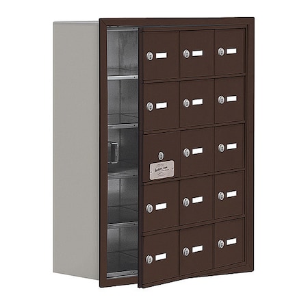 Cell Phone Locker, 22 3/4 in W, 8 3/4 in D, 29 3/4 in H, (3) Wide, (5) Tier, Bronze MPN:19158-15ZRK