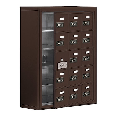 Cell Phone Locker, 24 in W, 9 1/4 in D, 31 in H, (3) Wide, (5) Tier, Bronze MPN:19158-15ZSC