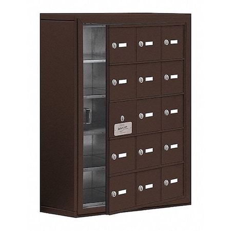 Cell Phone Locker, 24 in W, 9 1/4 in D, 31 in H, (3) Wide, (5) Tier, Bronze MPN:19158-15ZSK