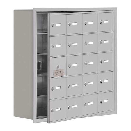 Cell Phone Locker, 29 1/4 in W, 8 3/4 in D, 29 3/4 in H, (4) Wide, (5) Tier, Silver MPN:19158-20ARK