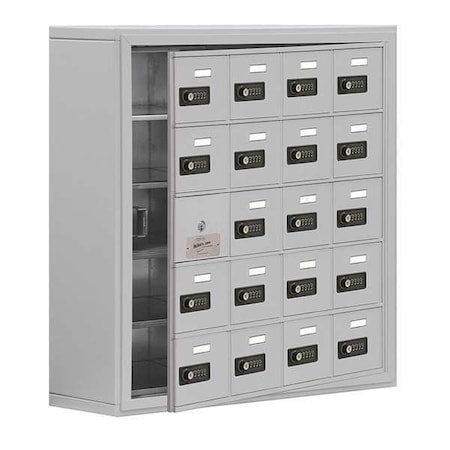 Cell Phone Locker, 30 1/2 in W, 9 1/4 in D, 31 in H, (4) Wide, (5) Tier, Silver MPN:19158-20ASC