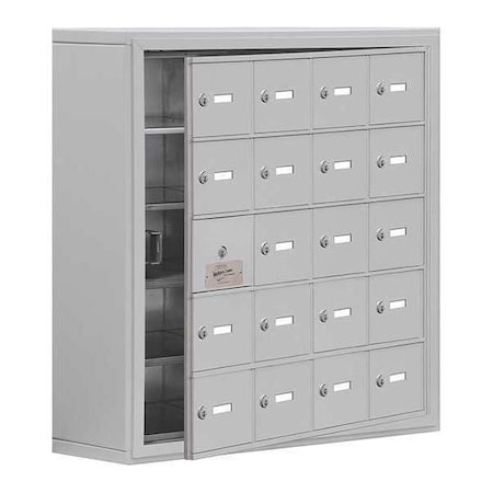 Cell Phone Locker, 30 1/2 in W, 9 1/4 in D, 31 in H, (4) Wide, (5) Tier, Silver MPN:19158-20ASK