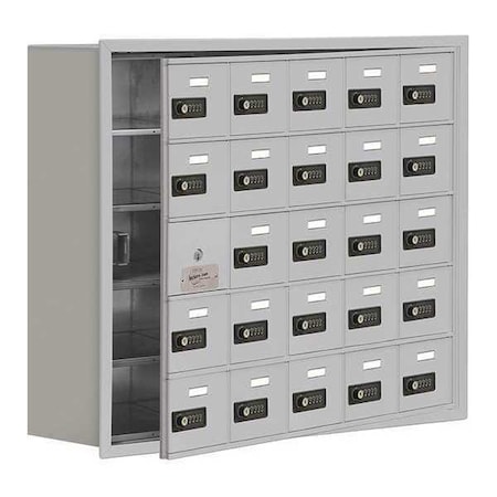 Cell Phone Locker, 35 3/4 in W, 8 3/4 in D, 29 3/4 in H, (5) Tier, (5) Wide, Silver MPN:19158-25ARC