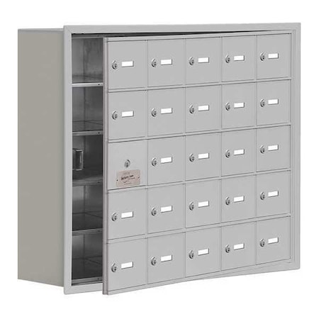 Cell Phone Locker, 35 3/4 in W, 8 3/4 in D, 29 3/4 in H, (5) Tier, (5) Wide, Silver MPN:19158-25ARK