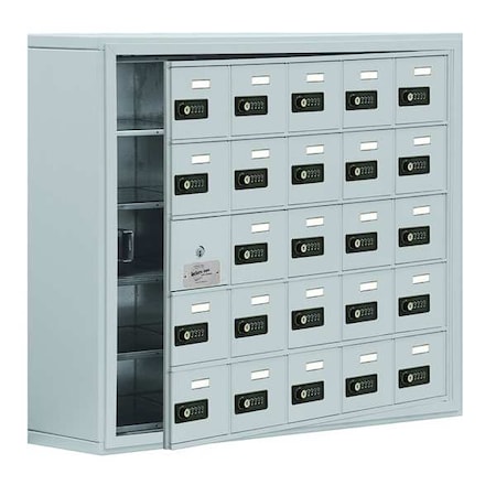 Cell Phone Locker, 37 in W, 9 1/4 in D, 31 in H, (5) Tier, (5) Wide, Silver MPN:19158-25ASC
