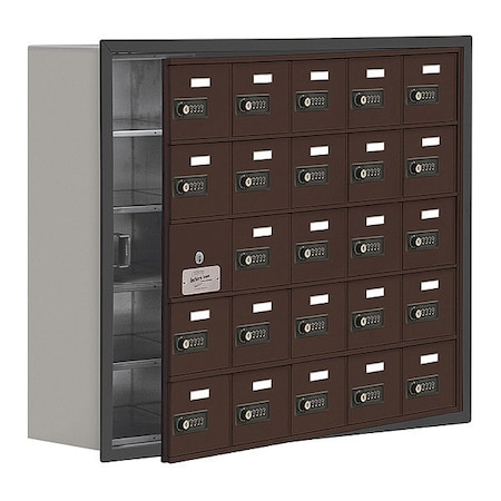 Cell Phone Locker, 35 3/4 in W, 8 3/4 in D, 29 3/4 in H, (5) Tier, (5) Wide, Bronze MPN:19158-25ZRC