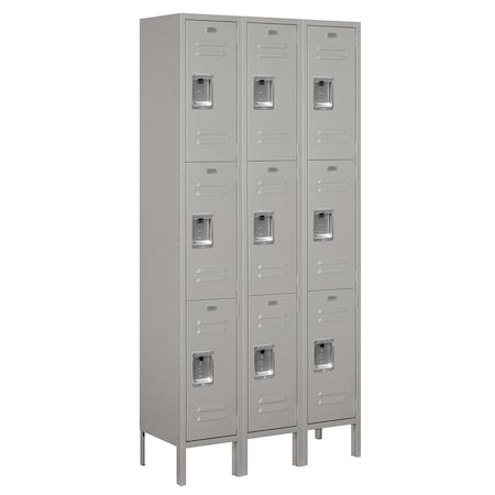 Wardrobe Locker, 36 in W, 12 in D, 78 in H, (3) Wide, (9) Openings, Gray MPN:63362GY-U