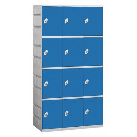 Wardrobe Locker, 36Wx78Hx18D, 4 Tier, Blue MPN:94368BL-U