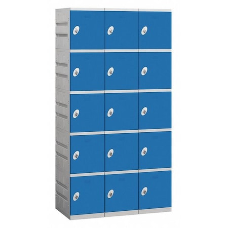 Wardrobe Locker, 36Wx78Hx18D, 5 Tier, Blue MPN:95368BL-U