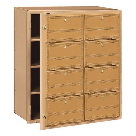 Mailbox, Brass, Powder Coated, 8 Doors, Recessed, Front Loading MPN:2108FL