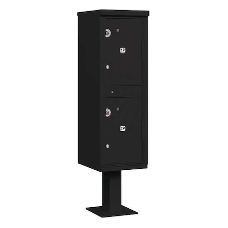 Parcel Locker, Black, Powder Coated, 2 Doors, Pedestal, USPS Access MPN:3302BLK-U