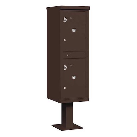Parcel Locker, Bronze, Powder Coated, 2 Doors, Pedestal, USPS Access MPN:3302BRZ-U