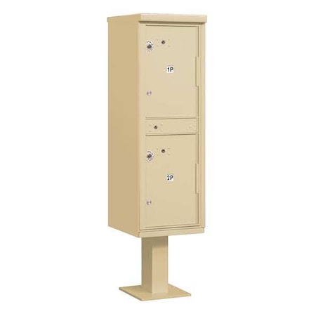 Parcel Locker, Beige, Powder Coated, 2 Doors, Pedestal, USPS Access MPN:3302SAN-U