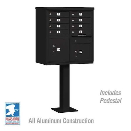 Cluster Box Unit, Black, Powder Coated, 10 Doors, Pedestal, 1 Type MPN:3308BLK-U
