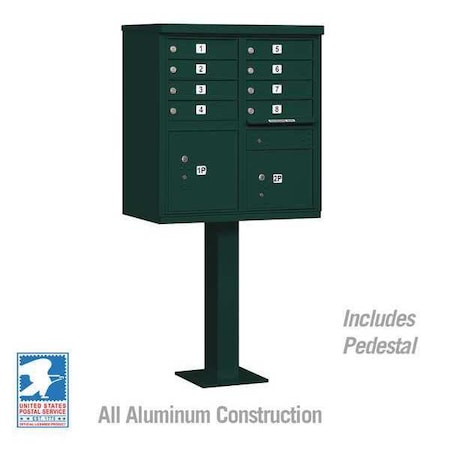 Cluster Box Unit, Green, Powder Coated, 10 Doors, Pedestal, 1 Type MPN:3308GRN-U