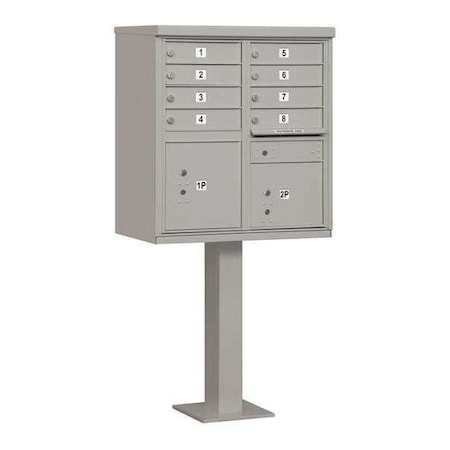 Cluster Box Unit, Gray, Powder Coated, 10 Doors, Pedestal, Standard MPN:3308GRY-U