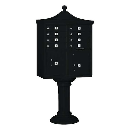 Cluster Box Unit, Black, Powder Coated, 10 Doors, Pedestal, USPS Access MPN:3308R-BLK-U