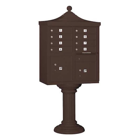 Cluster Box Unit, Bronze, Powder Coated, 10 Doors, Pedestal, USPS Access MPN:3308R-BRZ-U