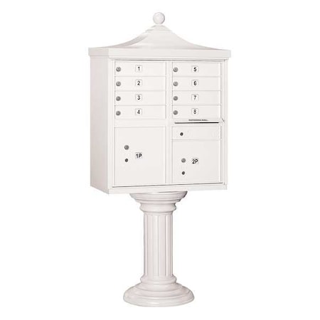 Cluster Box Unit, White, Powder Coated, 10 Doors, Pedestal, USPS Access MPN:3308R-WHT-U