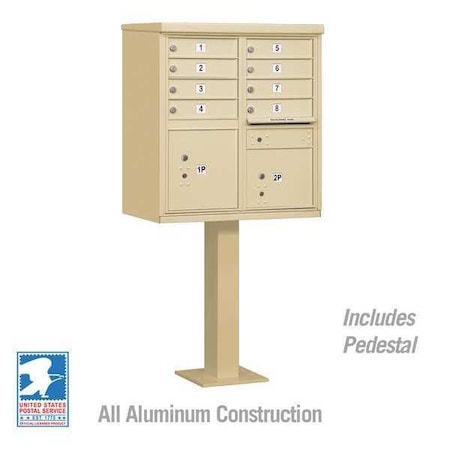 Cluster Box Unit, Beige, Powder Coated, 10 Doors, Pedestal, 1 Type MPN:3308SAN-U