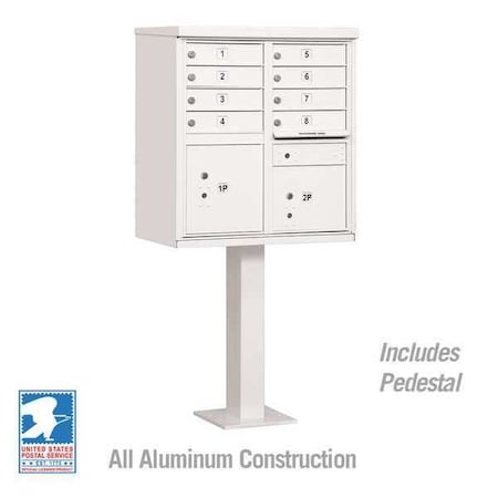 Cluster Box Unit, White, Powder Coated, 10 Doors, Pedestal, 1 Type MPN:3308WHT-U