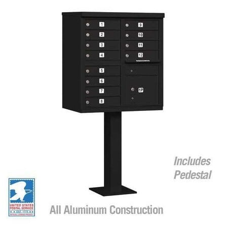 Cluster Box Unit, Black, Powder Coated, 13 Doors, Pedestal, 2 Type MPN:3312BLK-U