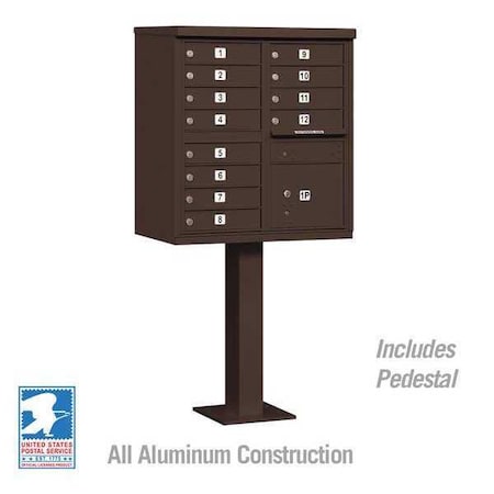 Cluster Box Unit, Bronze, Powder Coated, 13 Doors, Pedestal, 2 Type MPN:3312BRZ-U