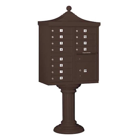 Cluster Box Unit, Bronze, Powder Coated, 13 Doors, Pedestal, USPS Access MPN:3312R-BRZ-U