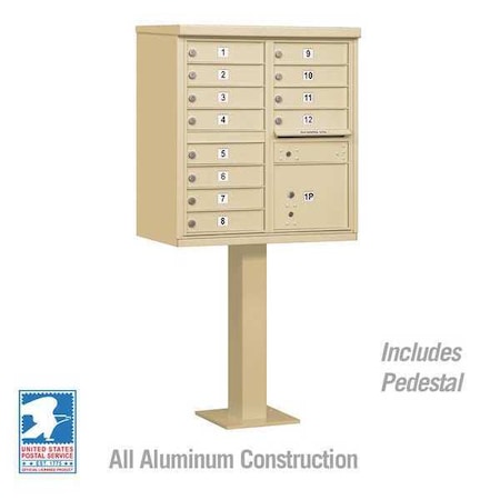 Cluster Box Unit, Beige, Powder Coated, 13 Doors, Pedestal, 2 Type MPN:3312SAN-U