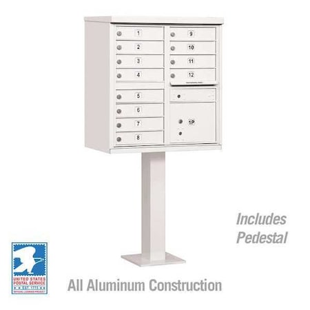 Cluster Box Unit, White, Powder Coated, 13 Doors, Pedestal, 2 Type MPN:3312WHT-U