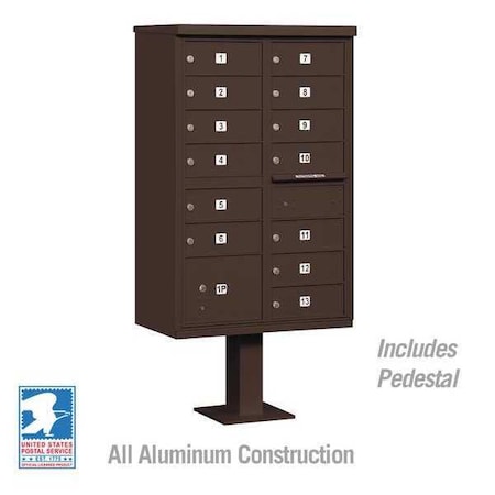 Cluster Box Unit, Bronze, Powder Coated, 14 Doors, Pedestal, 4 Type MPN:3313BRZ-U