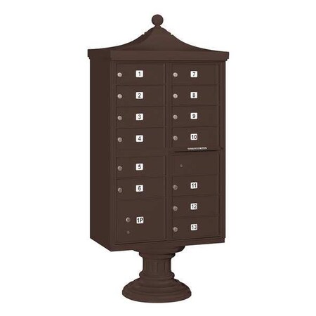 Cluster Box Unit, Bronze, Powder Coated, 14 Doors, Pedestal, USPS Access MPN:3313R-BRZ-U