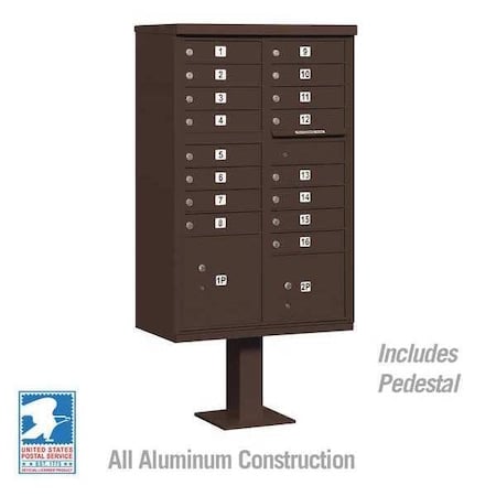 Cluster Box Unit, Bronze, Powder Coated, 18 Doors, Pedestal, 3 Type MPN:3316BRZ-U