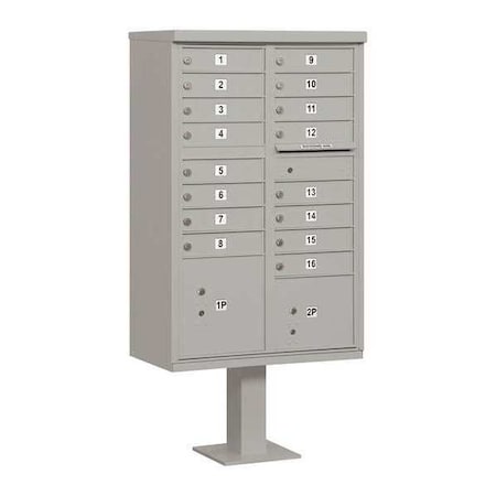 Cluster Box Unit, Gray, Powder Coated, 18 Doors, Pedestal, Standard MPN:3316GRY-U