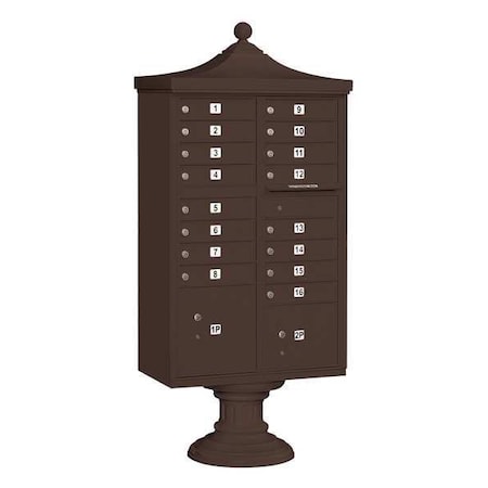 Cluster Box Unit, Bronze, Powder Coated, 18 Doors, Pedestal, USPS Access MPN:3316R-BRZ-U