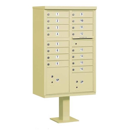 Cluster Box Unit, Beige, Powder Coated, 18 Doors, Pedestal, 3 Type MPN:3316SAN-U