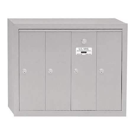 Mailbox, Aluminum, Powder Coated, 4 Doors, Surface, - MPN:3504ASU