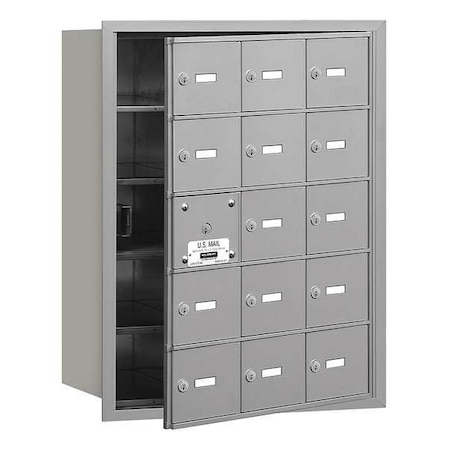 Mailbox, Aluminum, Powder Coated, 15 Doors, Recessed, USPS MPN:3615AFU