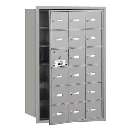 Mailbox, Aluminum, Powder Coated, 18 Doors, Recessed, USPS MPN:3618AFU