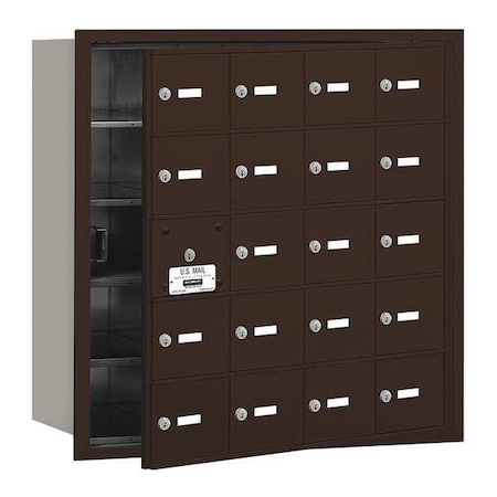 Mailbox, Bronze, Powder Coated, 20 Doors, Recessed, USPS MPN:3620ZFU